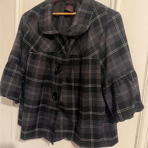 Torrid Black and Gray Plaid Cape Jacket